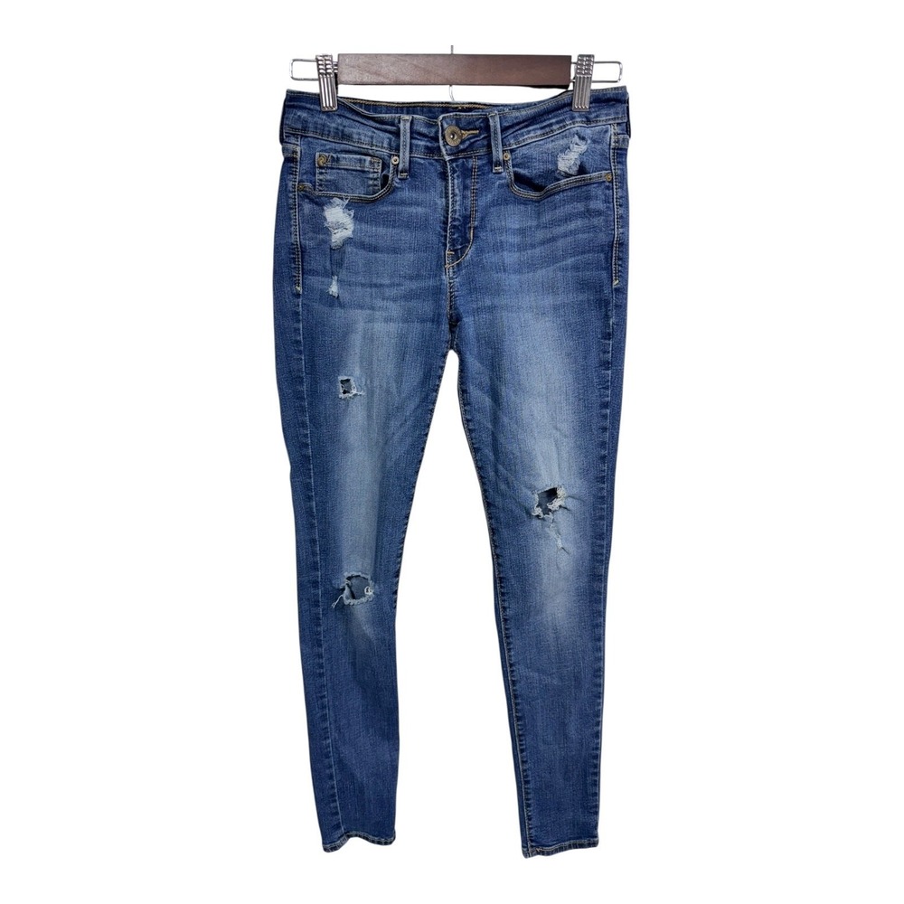 Denizen From Levi's Distressed Jegging Jeans Skinny Fit Blue Stretch Womens 5/27
